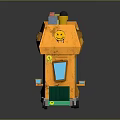 Yellow House Shaped Toy Truck With Smiley Face And Green Trailer Red Wheels