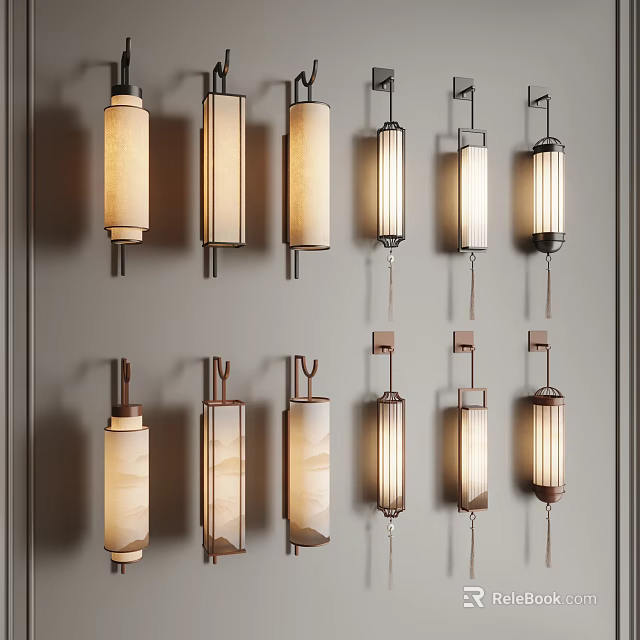Modern Wall Lamps With Multiple Styles Metal Frames And Warm Lighting Design 3d model