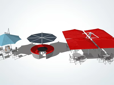 Modern Outdoor Table and Chair Outdoor Leisure Umbrella Seat 3d model