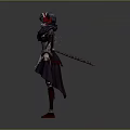 Anime Character Design With Black Red Outfit White Apron And Red Boots