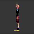 Game Movie Character Featuring Pink Hair Fox Ears Black Top Purple Pants Colorful Sole Shoes