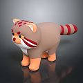 3D Raccoon Plush Toy With Brown Body Red Striped Tail White Markings Orange Paws