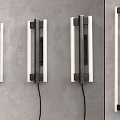 Modern Wall Sconces With Black And White Metal Design Mounted On Gray Wall