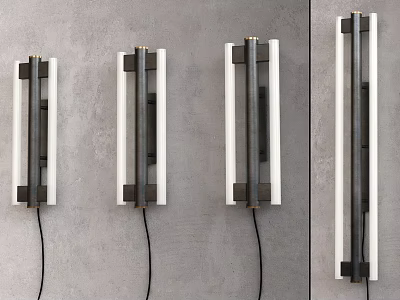 Modern Wall Sconces With Black And White Metal Design Mounted On Gray Wall 3d model