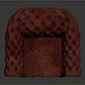 Red Leather Single Seater Sofa With Tufted Design Rolled Arms And Brass Nailhead Trim