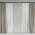 Modern Double Layer Curtains with Thick Beige Gray Panels and White Sheer Layers 3d model