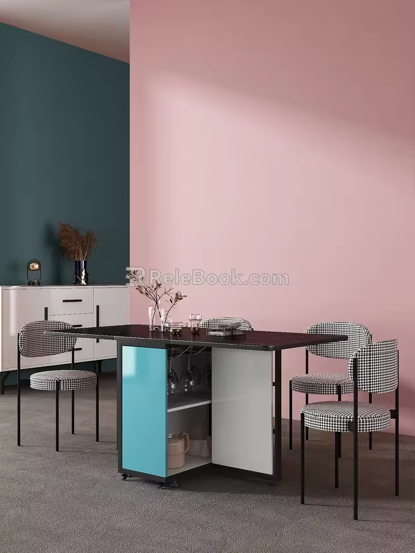 Multi-functional dining table and chair combination 3d model