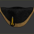 Classic Black Brimmed Hat With Yellow Trim And Decorative Pin Design