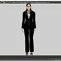 Professional Woman In Black Suit With White Shirt And Brown Shoes