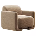 Modern Brown Fabric Single Sofa With Rounded Arms And Comfortable Design 3d model