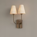 Modern Double Shade Wall Sconce with Bronze Base on Gray Wall 3d model