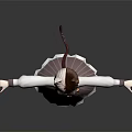 Cat Eared Girl Character With Brown Hair Striped Dress And Outstretched Arms