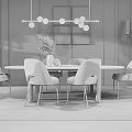 Light Luxury Dining Table and Chair Combination Dining Table and Chair 3d model