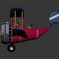 Colorful Toy Biplane With Blue Wings Red Fuselage Silver Propeller And Orange Struts