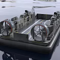 Hovercraft Number 4 With Pontoon Deck And Propeller Fans On Water Surface