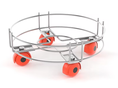 Sturdy Circular Metal Mobile Frame With Red Wheels For Smooth Movement 3d model