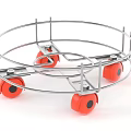Sturdy Circular Metal Mobile Frame With Red Wheels For Smooth Movement