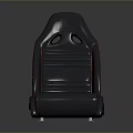 Sporty Black Leather Car Seat With Red Stitching Striped Design And Headrest Holes