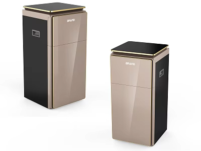 Modern Refrigerator Freezer With Sleek Champagne Gold Exterior Black Top And Gold Trim Design 3d model