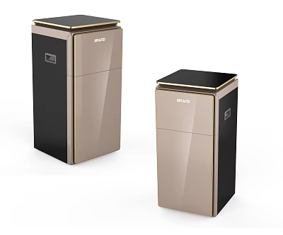 Modern Refrigerator Freezer With Sleek Champagne Gold Exterior Black Top And Gold Trim Design 3d model