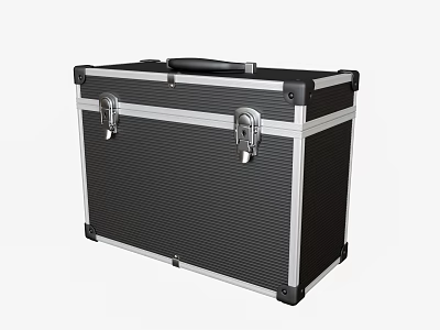 Black Hard Shell Storage Case With Aluminum Frame Locking Latches And Handle 3d model