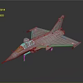 Gray Jet Fighter Model with Transparent Cockpit Red Wing Emblems Landing Gear Down Dark Background