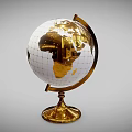 Elegant Gold Globe with Detailed Continents and Shiny Base for Desktop Decor