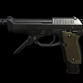 Tactical Pistol With Metal Body Green Grip Barrel Trigger And Magazine Design