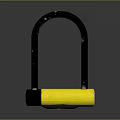 Durable Black And Yellow U Shaped Lock Hardware Tool For Bicycle Gate Security 3d model