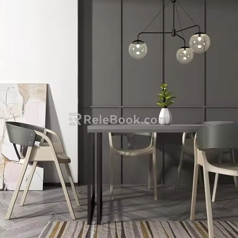 Dining table and chair combination 3d model