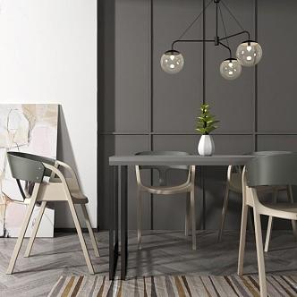 Dining table and chair combination 3d model