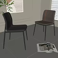 Modern Indoor Dining Chairs With Leather Seats Metal Legs Gray And Brown