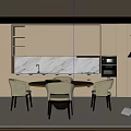 Modern dining room table and chair cabinet chandelier 3d model