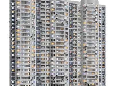 Modern High Rise Residential Building Exterior With Multiple Windows And Balconies 3d model