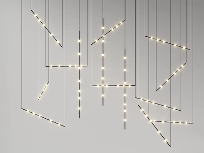 Elegant Luxury Pendant Light with Modern Linear Design Hanging in Stylish Living Room 3d model