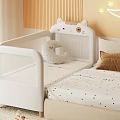 White Kids Bed With Cat Shaped Headboard Moon Plush Polka Dot Sheets Star Moon Decor