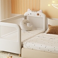 Cute Cartoon Bedroom Children's Stitching Bed Cream Style Crib 3d model