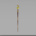 Traditional Long Staff Shaped Weapon With Yellow Decorative Top And Striped Body