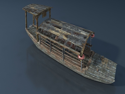 Chinese wooden boat 3d model