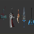 Cold weapons Sword Axe Hook Fork Spear Trident Melee Weapon Military 3d model
