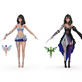 Game and Movie Female Characters Featuring Different Outfits Wings and Weapons