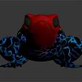 Vibrant Red Head Blue Body Frog With Intricate Black Patterns 3d model