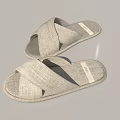Light Gray Linen Crisscross Strap Indoor Comfortable Soft Sole Home Slippers
