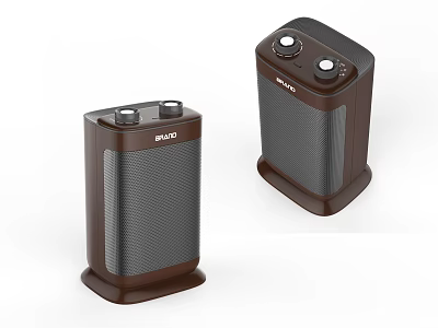 AIVD Brown Portable Speakers With Knob Controls And Textured Surface Design 3d model
