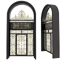Ornate Black Gates with Intricate Golden Patterns and Arched Top Design
