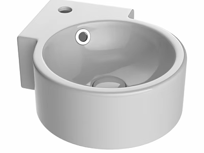 White Ceramic Wall Mounted Washbasin With Modern Minimalist Design And Single Faucet Hole 3d model