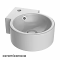 White Ceramic Wall Mounted Washbasin With Modern Minimalist Design And Single Faucet Hole