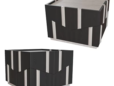 Modern Corner Table With Black Wooden Frame And Silver Accent Strips Design 3d model