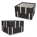 Modern Corner Table With Black Wooden Frame And Silver Accent Strips Design 3d model
