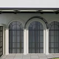 Courtyard Garden Building Awning Curved Arm Telescopic Lamp with Awning 3d model